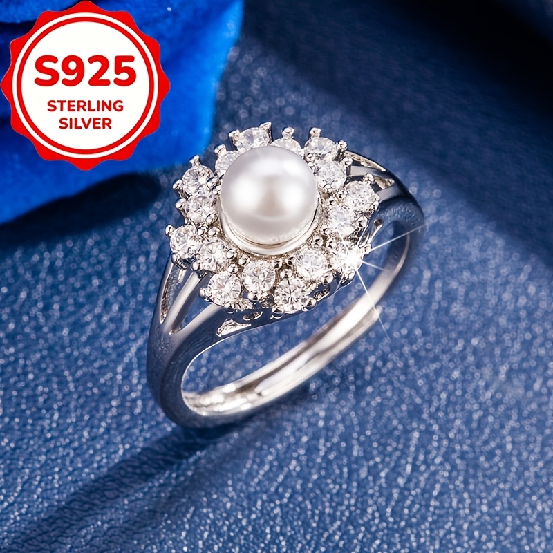 Women's S925 Silver Resin Snowflake Open Ring